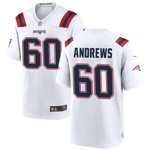 Men New England Patriots #60 David Andrews Nike White Game Player NFL Jersey